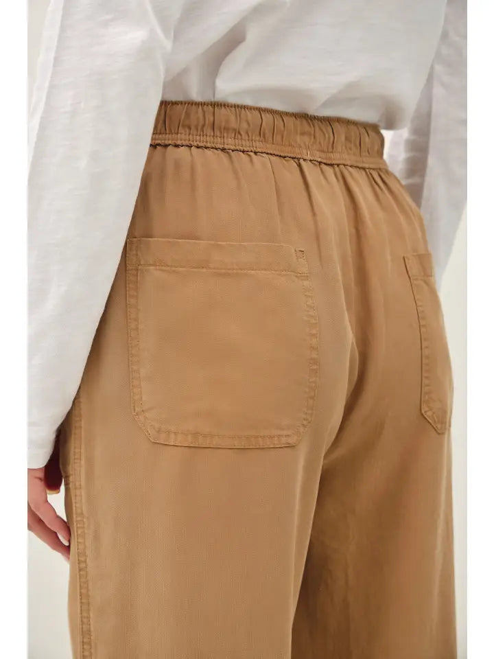 Tencel Wide Leg Cropped Pants Dark Sand