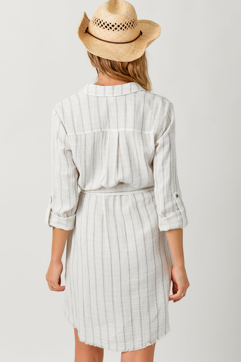 Washed Stripe Shirt Dress Washed Off White Stripe
