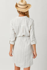 Washed Stripe Shirt Dress Washed Off White Stripe
