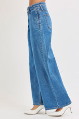 MID RISE FIT WIDE LEG WITH PLEATED DETAIL JEANS Medium