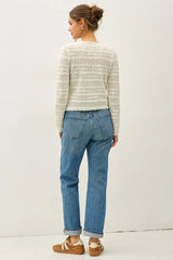 Scallop Edge Crochet Knit Cardigan Ivory