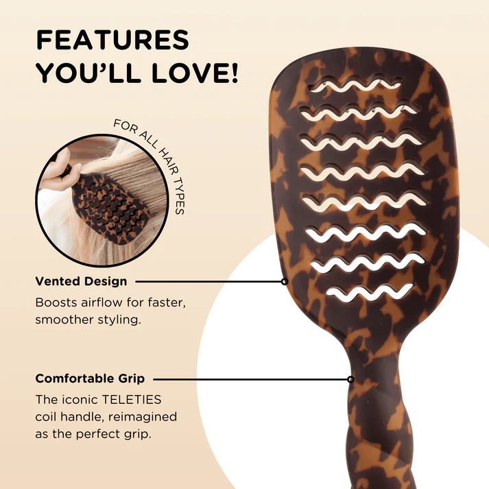 Teleties Hair Brush Tortoise Vented