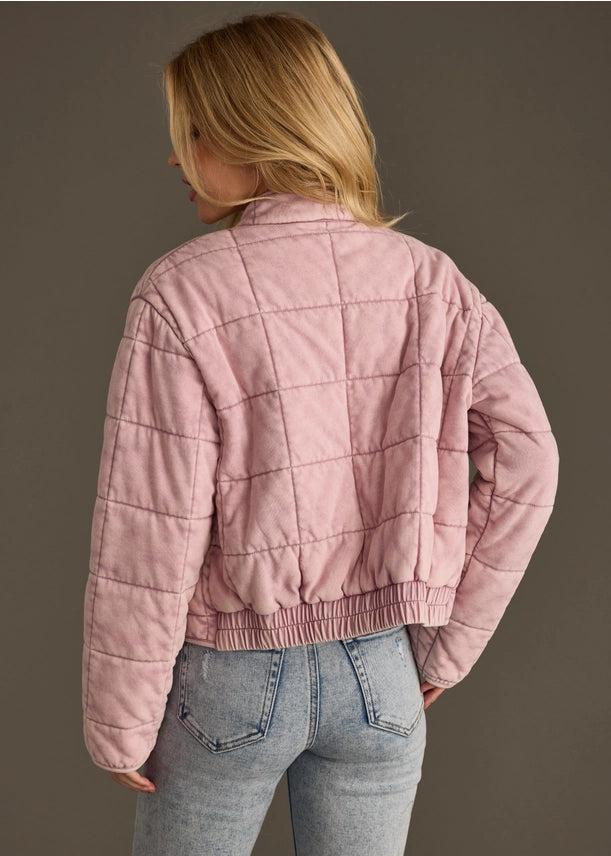Washed Quilted Jacket Dusty Pink