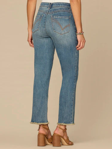 Ab Solution High Rise Slim Straight Clean Finish Jeans Mid Blue Artisanal