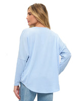 Dolman Mini Rib Zipper Top Blue