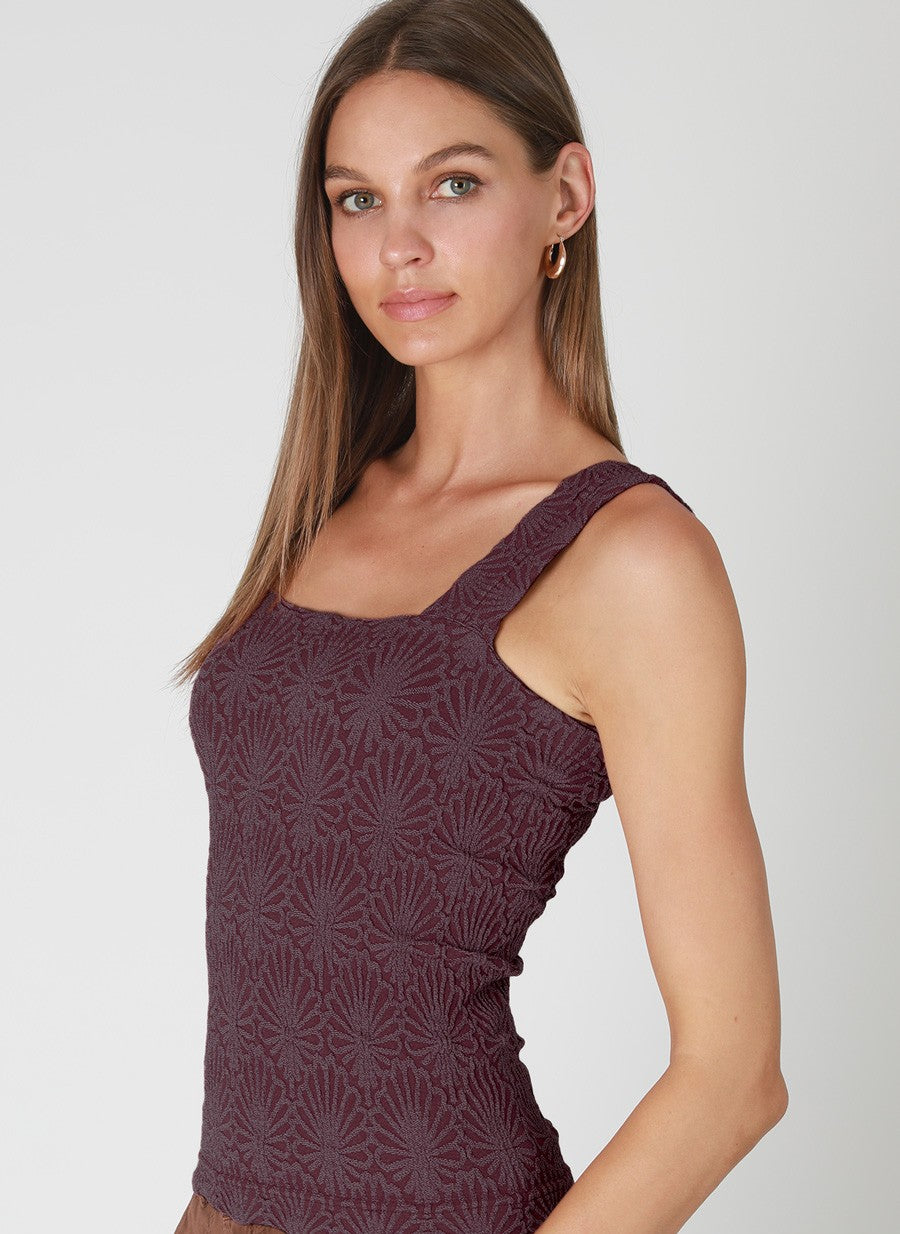 Lace Textured Square Tank Fig