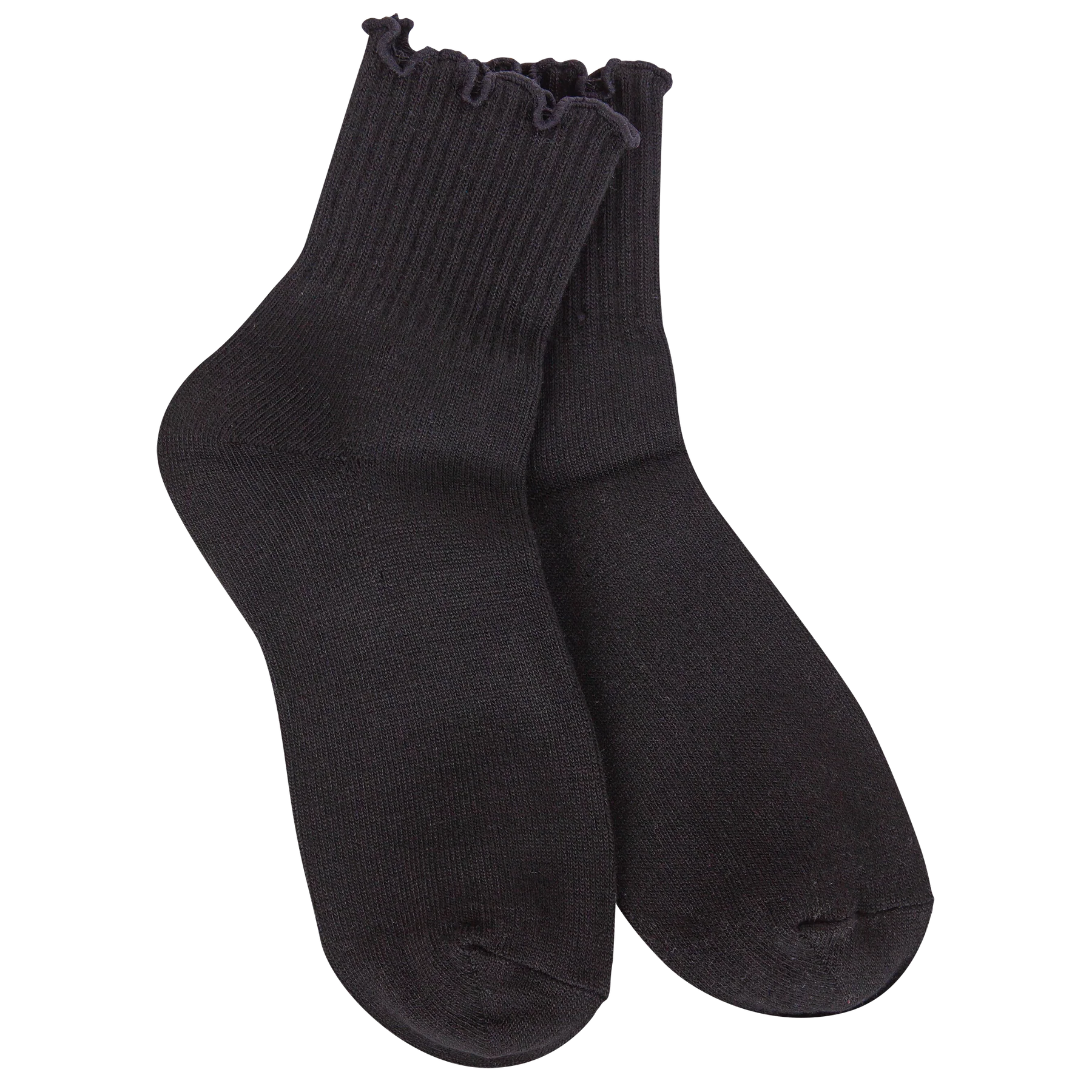 Weekend Quarter Ruffle Socks Black