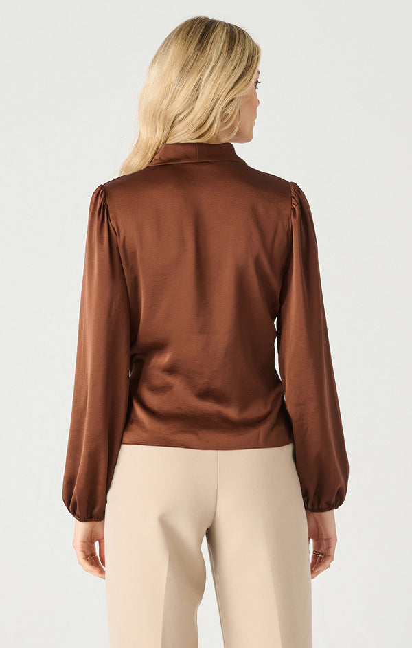 Soft Wrap Long Sleeve Blouse Cognac