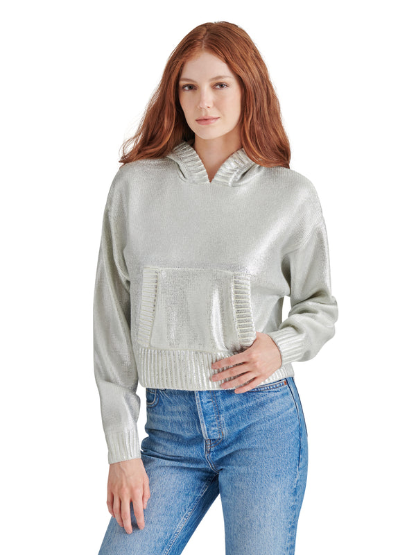 Cameran Metallic Hooded Sweater Silver