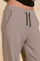 Contrast Drawstring Pants Taupe + Black