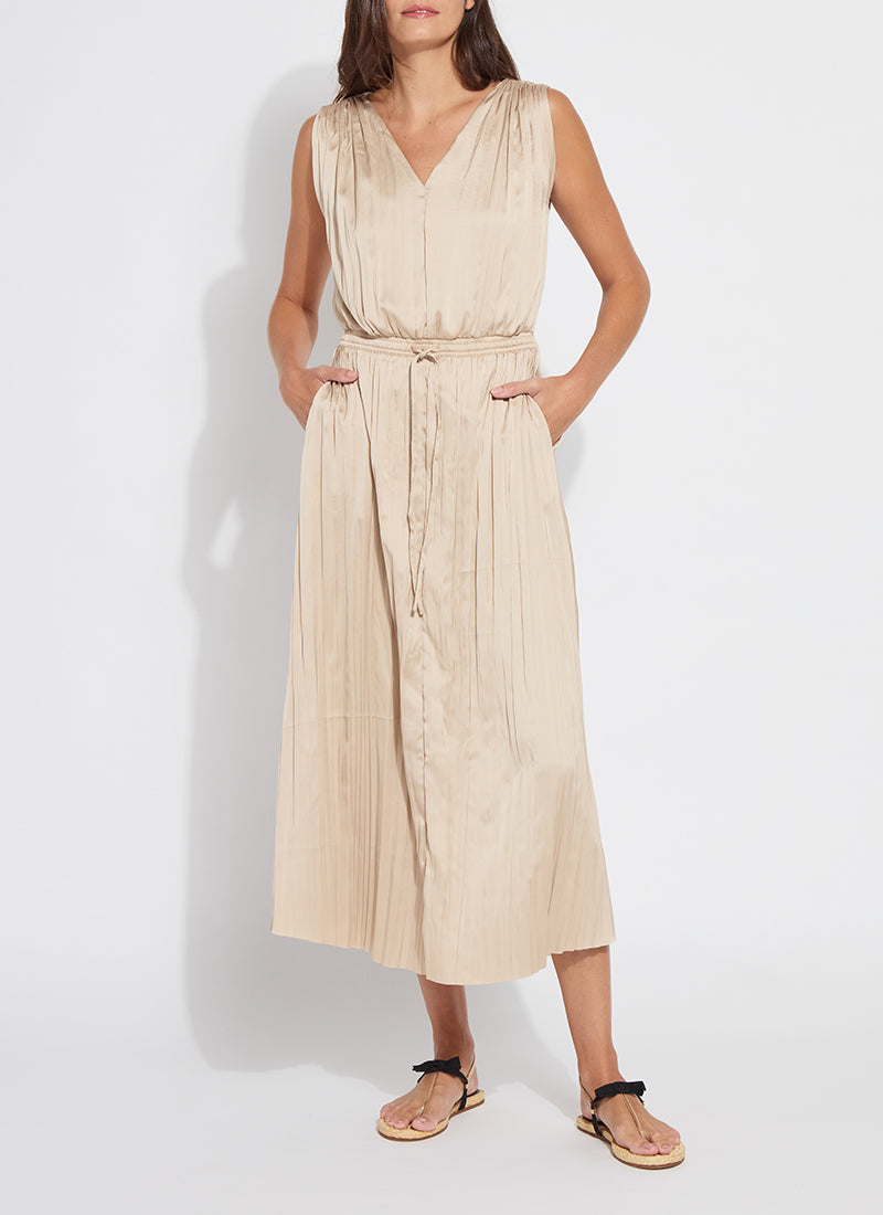 Packable Pleated Midi Dress Chablis
