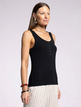 Kristen Button Detail Tank Black