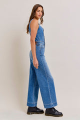 Kendall Wide Leg Denim Jumpsuit Medium Dark