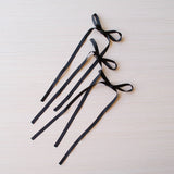 Satin Ribbon Hair Bow Pin Set Black