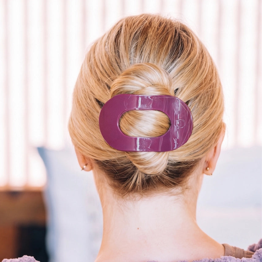 Teleties Large Flat Round Clip Mulberry