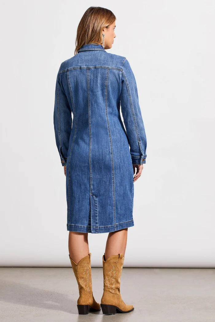 Long Fitted Denim Dress Jacket Portblue