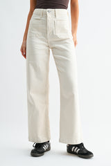 Patch Pocket Wide Leg Pants Cream