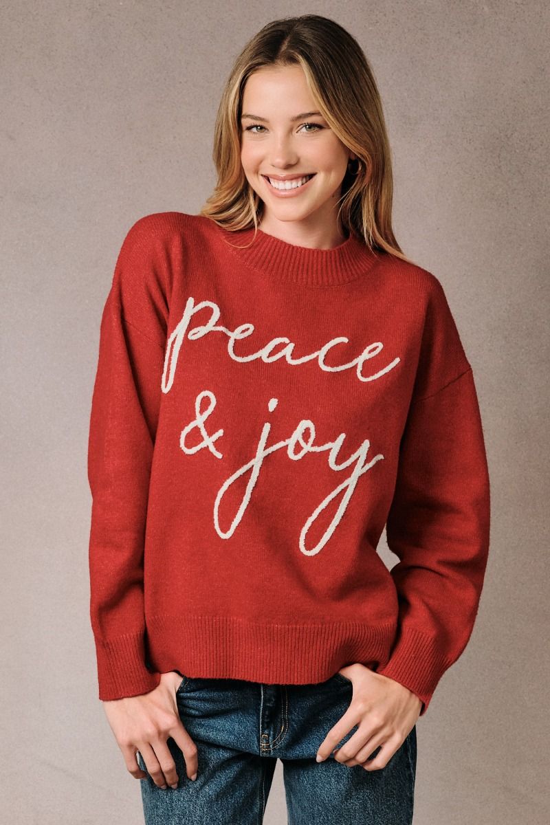 Peace & Joy Novelty Sweater Red