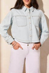 Light Denim Overshirt Blue White