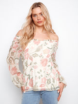 Balloon Sleeve Off Shoulder Blouse Rustic