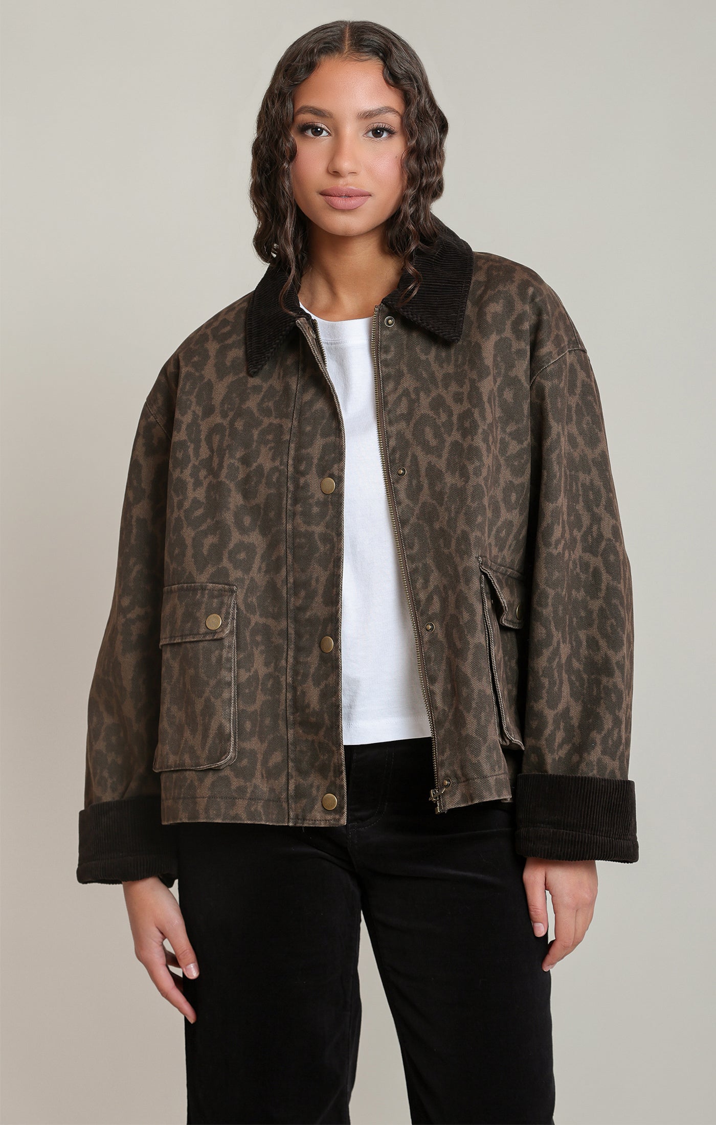 Leopard Oversize Denim Jacket Leopard