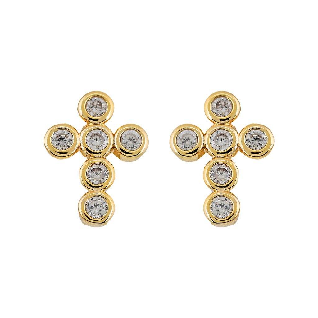 Mimi Mini Cross Stud CZ Earrings