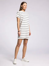Tammie Dress White + Black Stripe