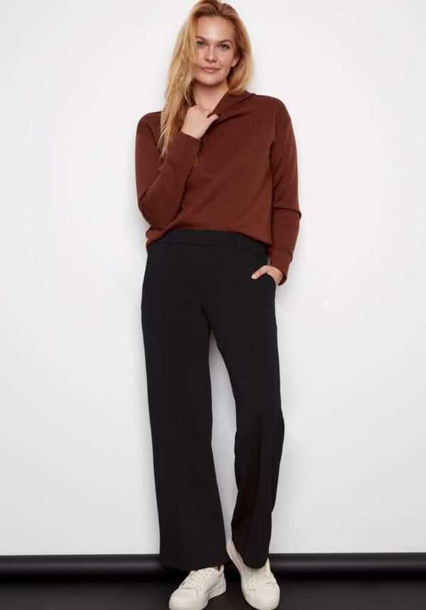 Alice Pintuck Wide Leg Scuba Pants Black