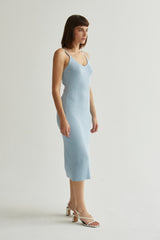 Avery Ribbed Tank Midi Dress Light Blue