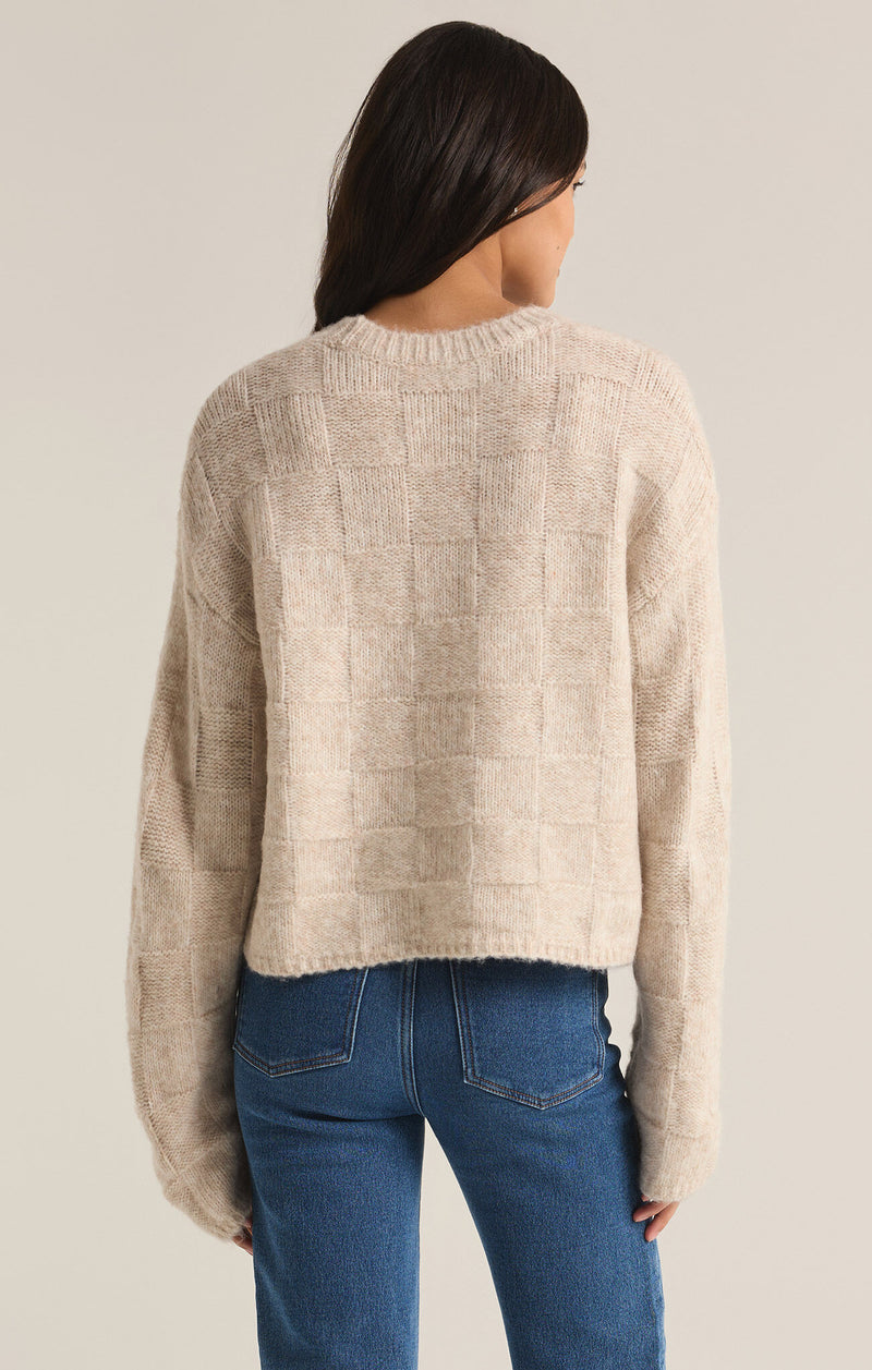 Delilah Check Sweater Light Oatmeal Heather