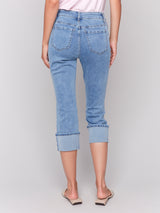 Snap Button Cuff Five Pocket Jeans Light Blue