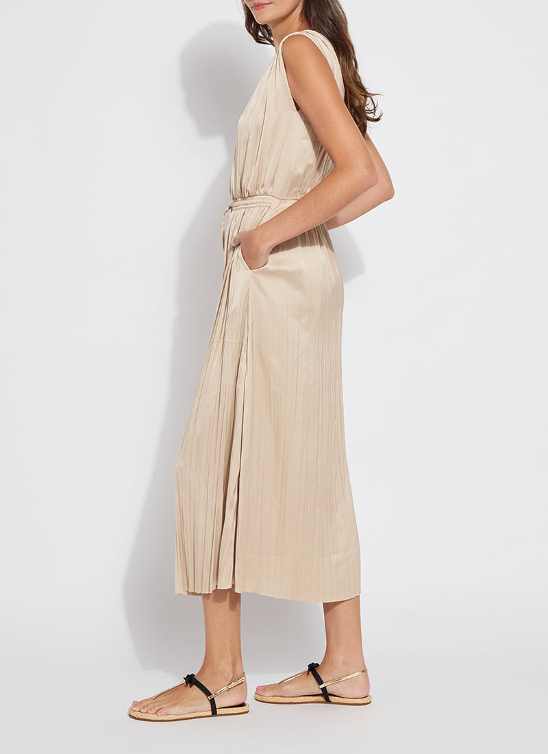 Packable Pleated Midi Dress Chablis