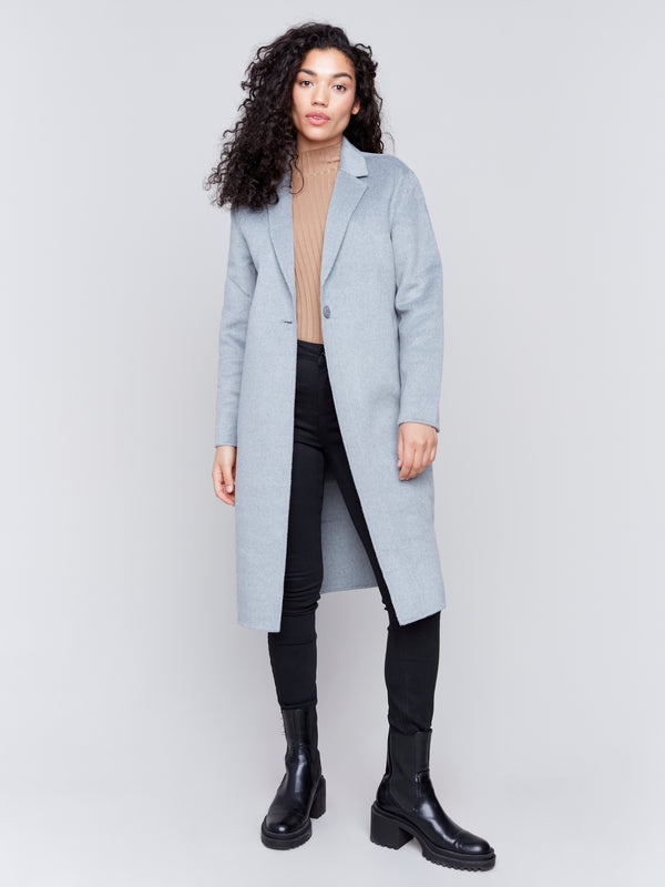 Double Face Wool Long Coat Heather Grey