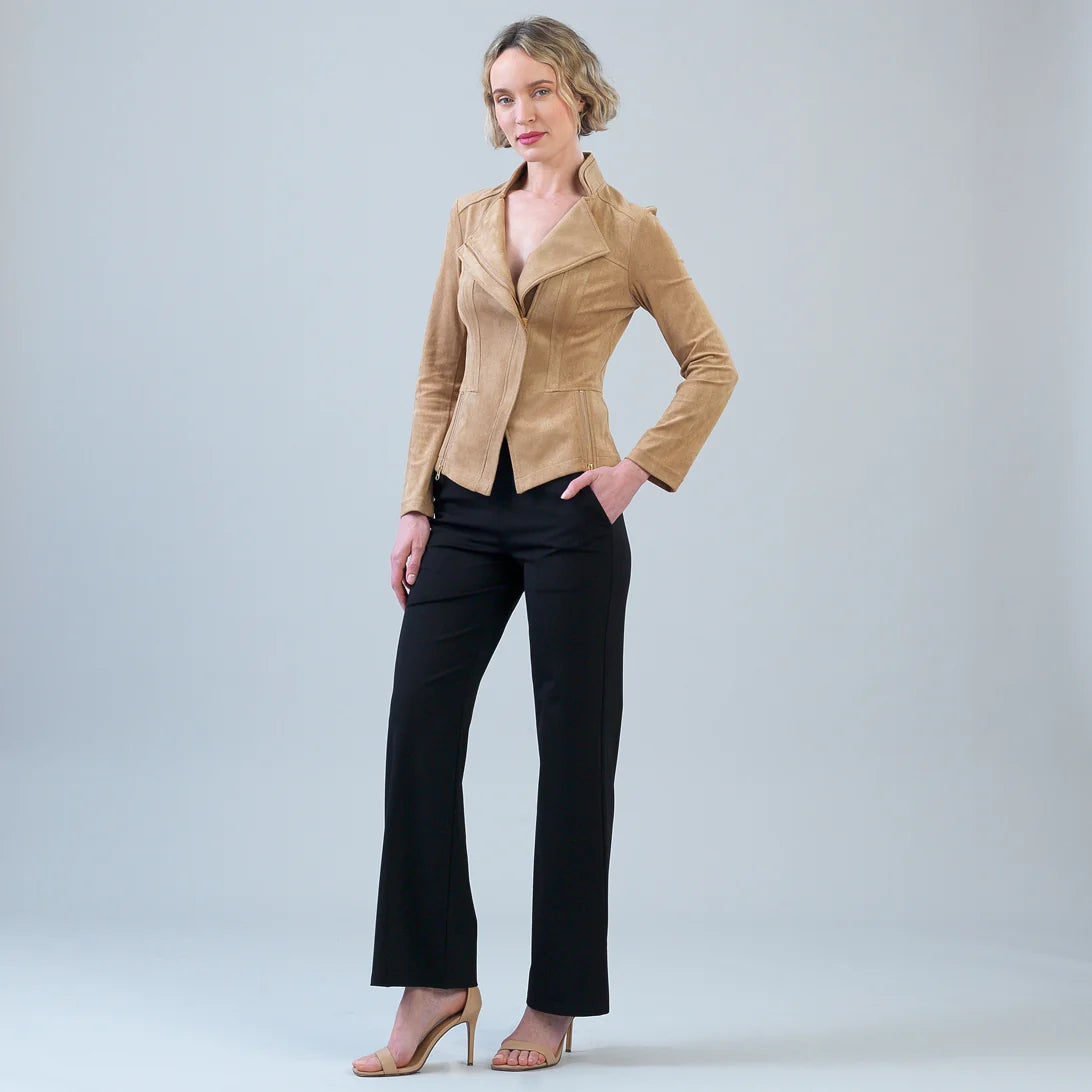 Soft Suede Signature Moto Jacket Sand