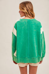 Colorblock Oversized French Terry Sweatshirt Kelly Green