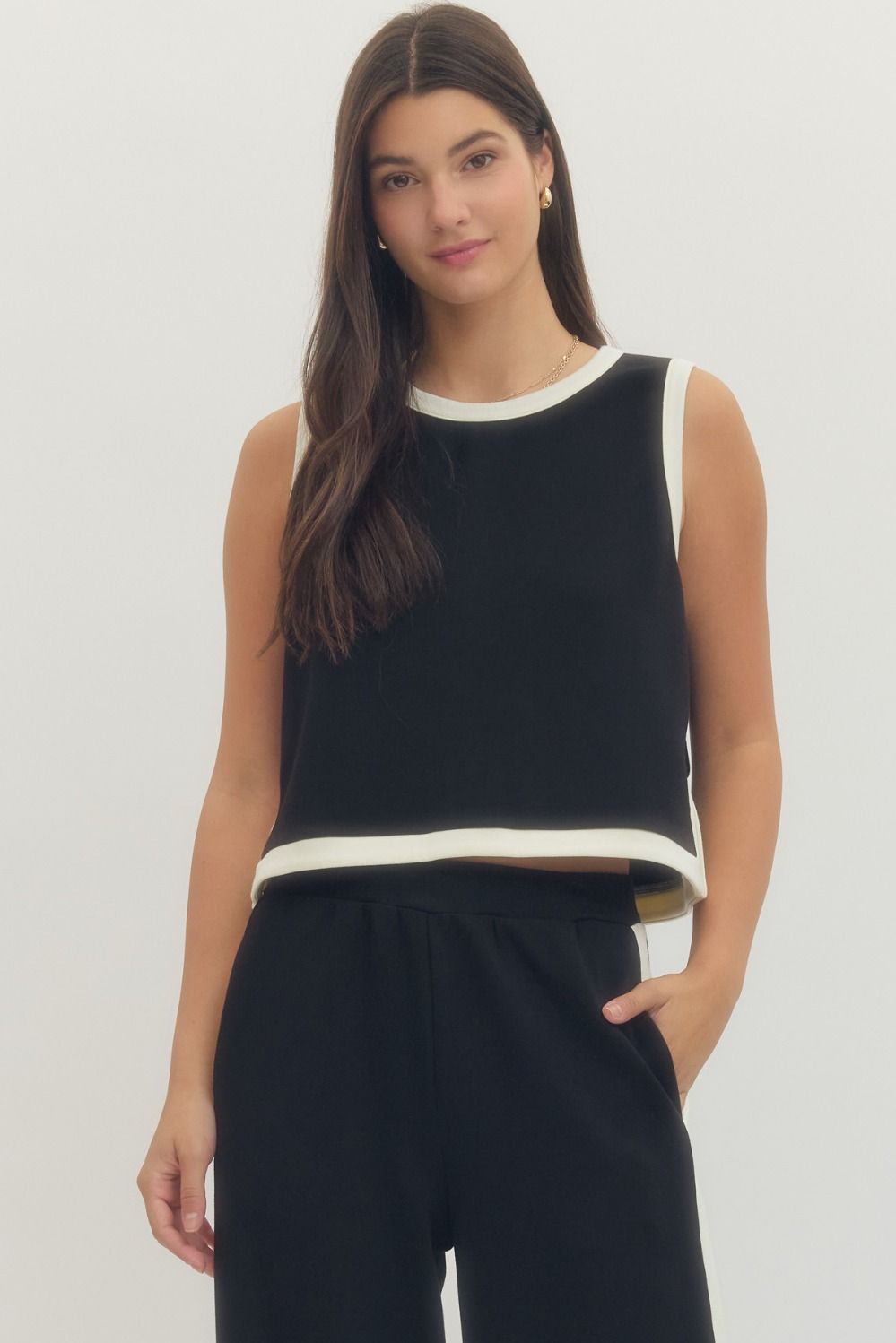 Athleisure Strip Trip Tank Black