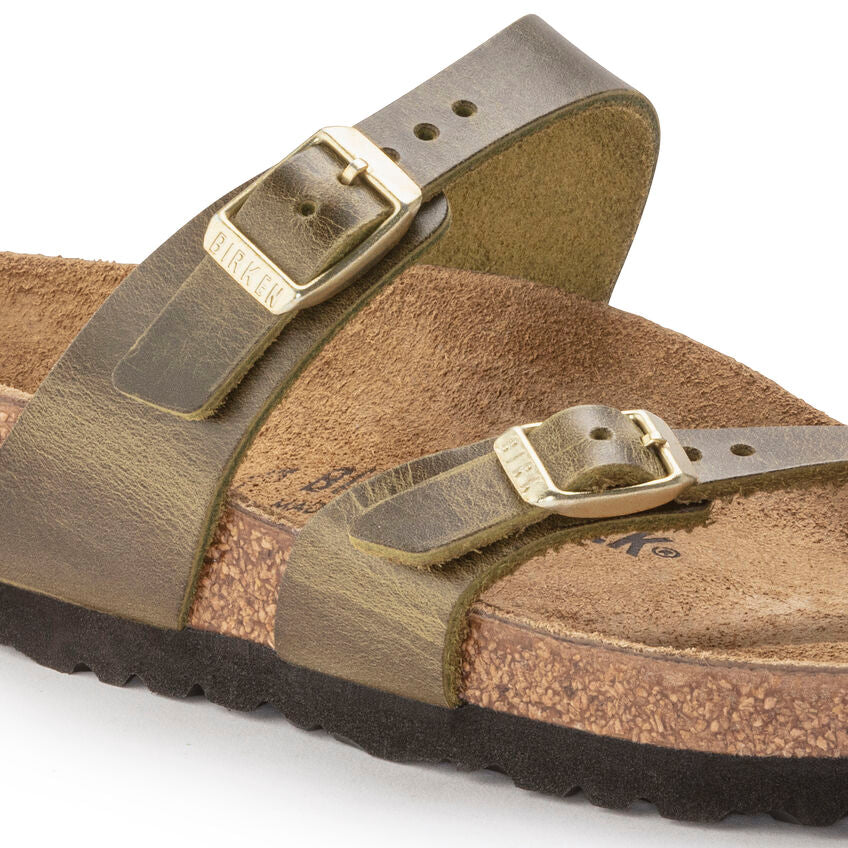 Mayari Sandals Green Olive Oiled Leather