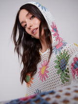 Crochet Daisies Fishnet Hoodie Sweater Daisies