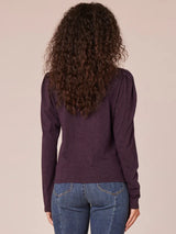 Soutache Side Ruched Long Sleeve Top Heather Concord Grape