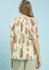 Vintage Botanicals Tassel Tie Boho Blouse Honey Mix