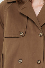 Bubble Hem Cropped Trench Style Coat Brown