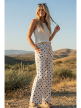 Scuba Polka Dot Wide Leg Pants Cream + Black