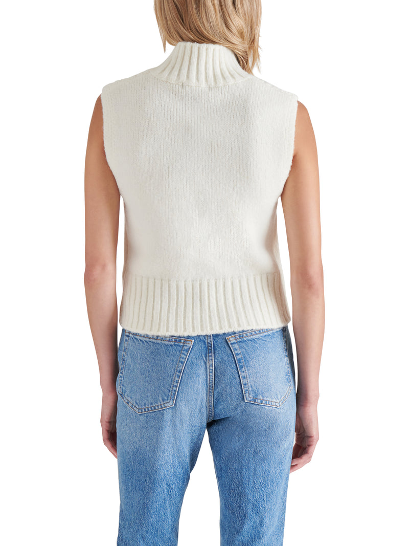 Serin Mock Neck Rib Sweater Vest Cream