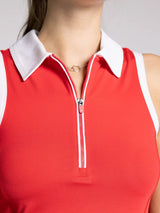 Serena Collared Dress Red