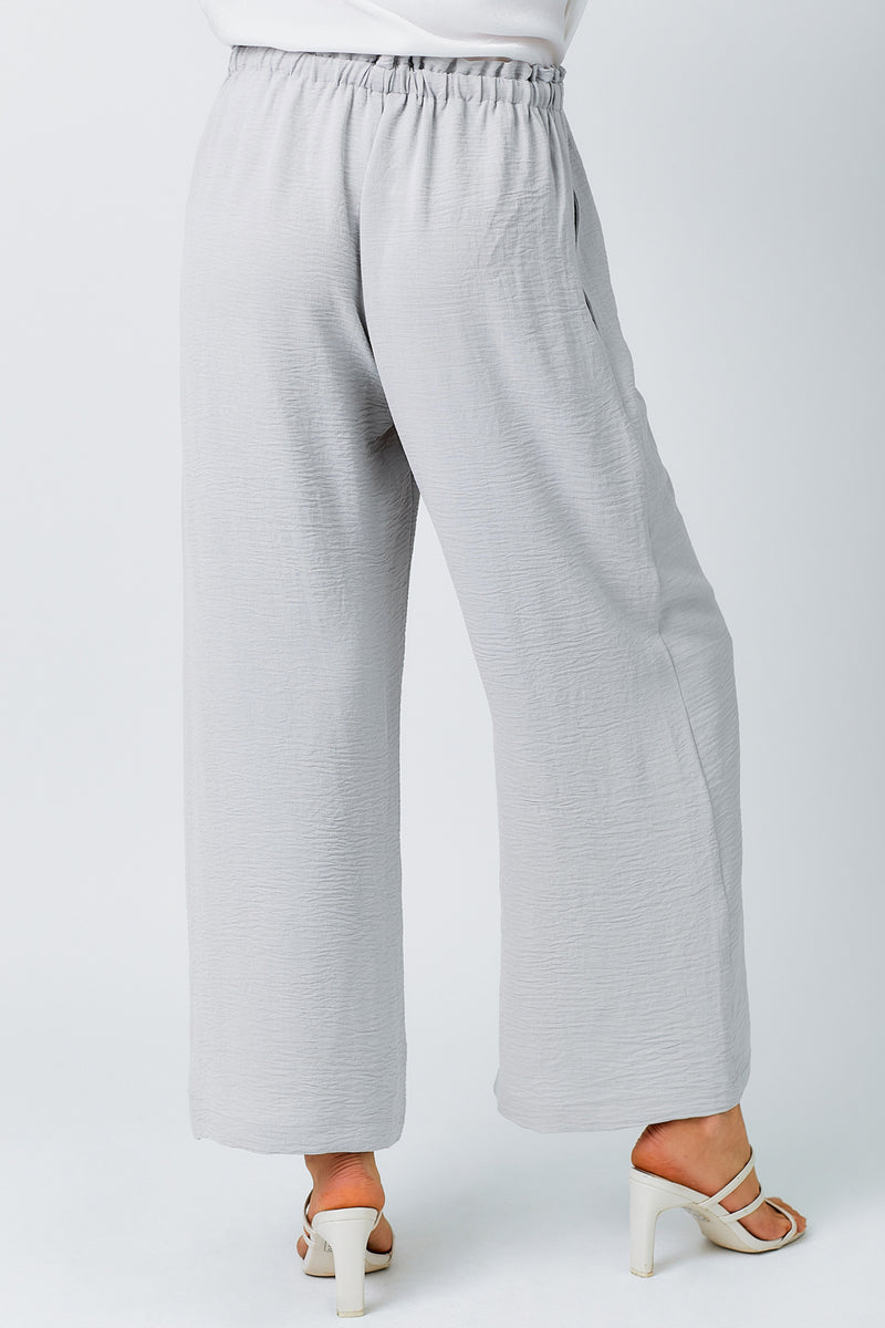Paperbag Tie Waist Wide Leg Pants Lilac Grey