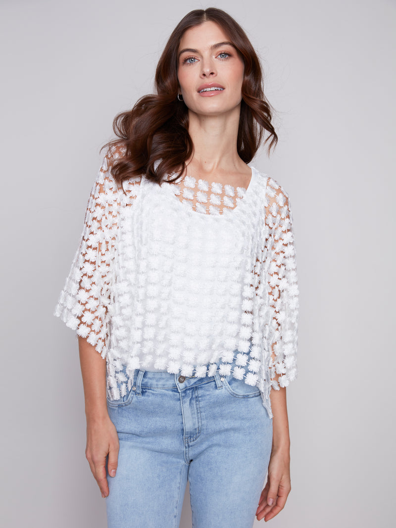 Lurex Flower Textured Popover