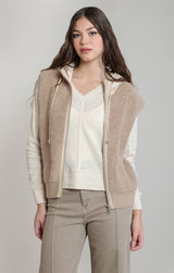 Hooded Boucle Vest Beige