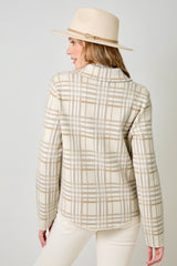 Check Patterened Sweater Jacket Oatmeal Mix