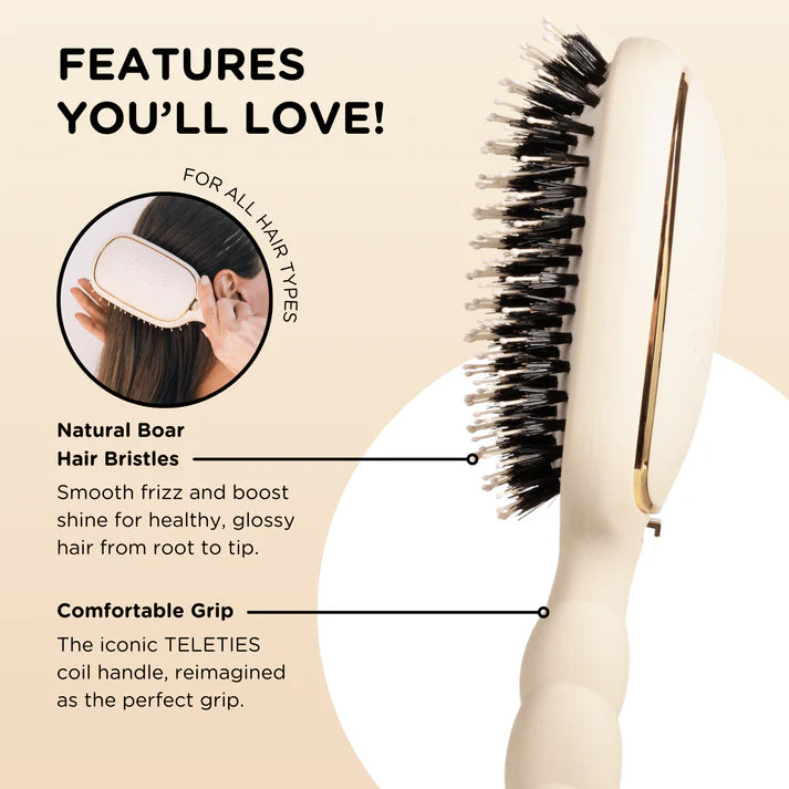 Teleties Hair Brush Tan Boar Bristle