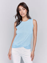 Knot Hem Solid Slub Tank Bluebell